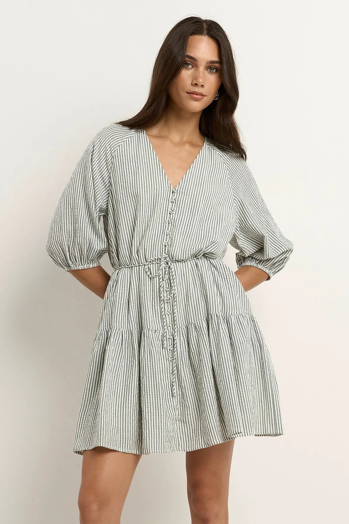 Switch Puff Sleeve Button Front Mini Dress Ivy + Jack