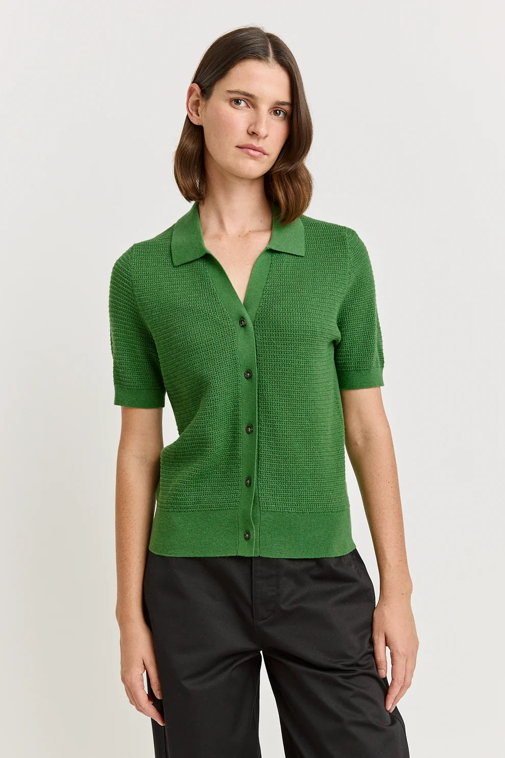 Grain Stitch Button Polo