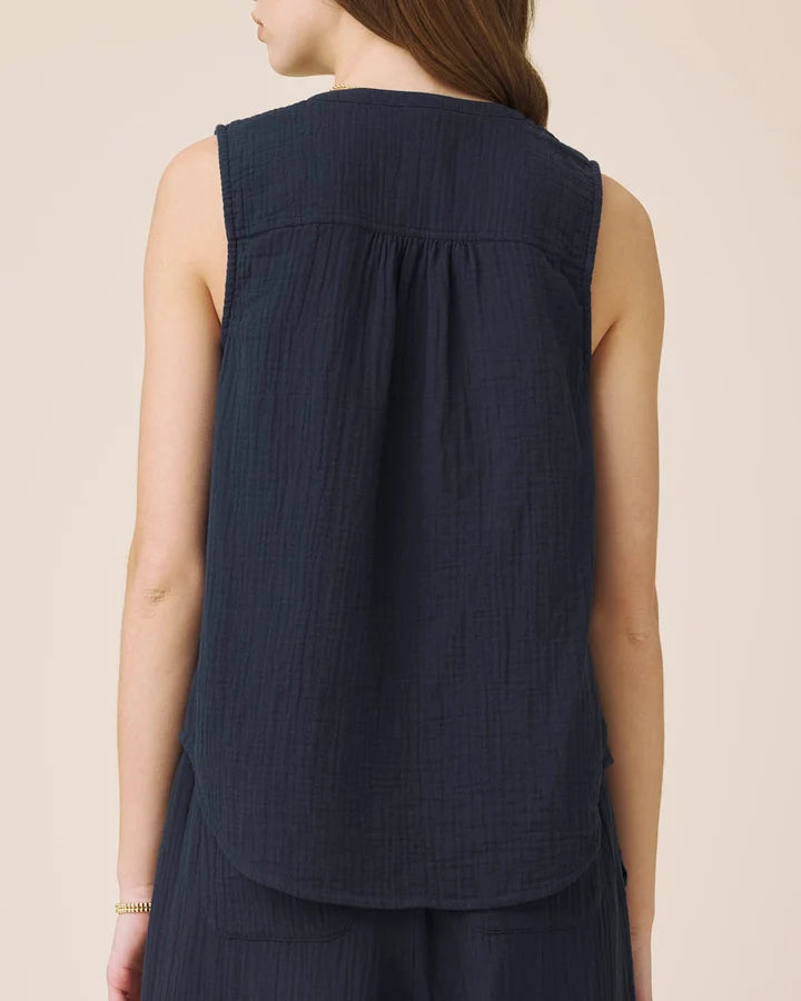 Ava Gauze Button Tank