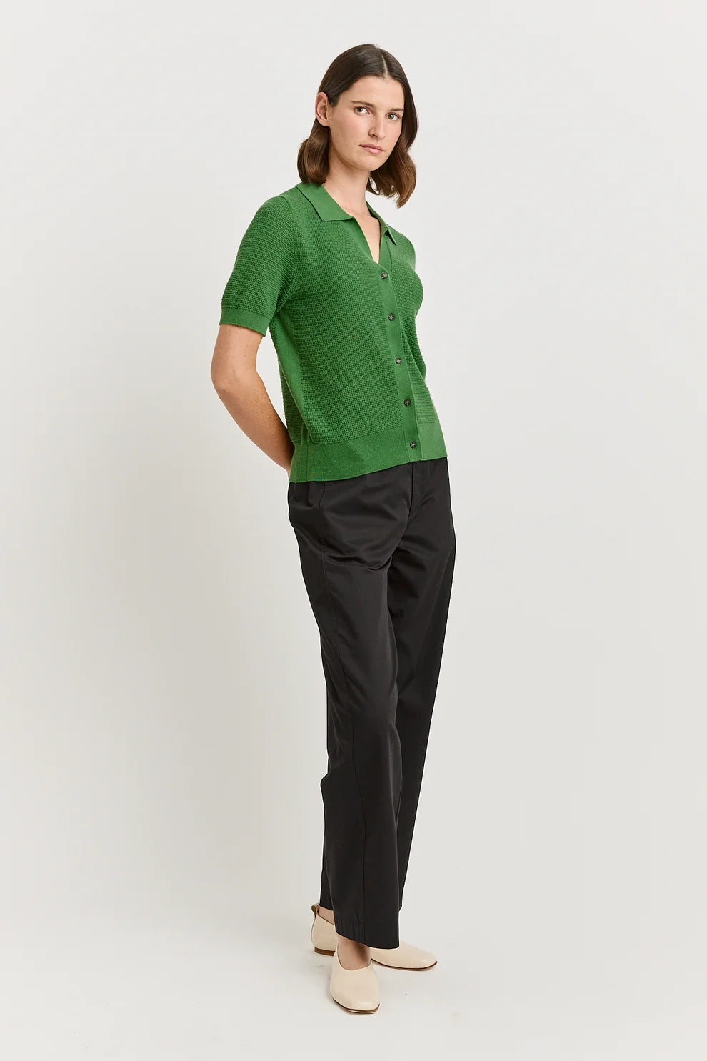 Grain Stitch Button Polo