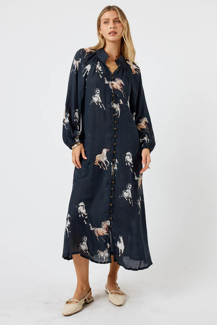 Mustang Button Midi Dress
