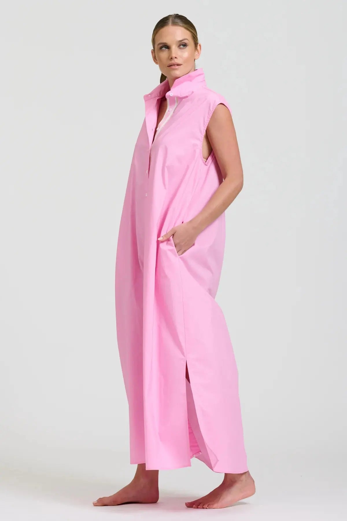 The Sabine Sleeveless Longline Shirtdress Shirty